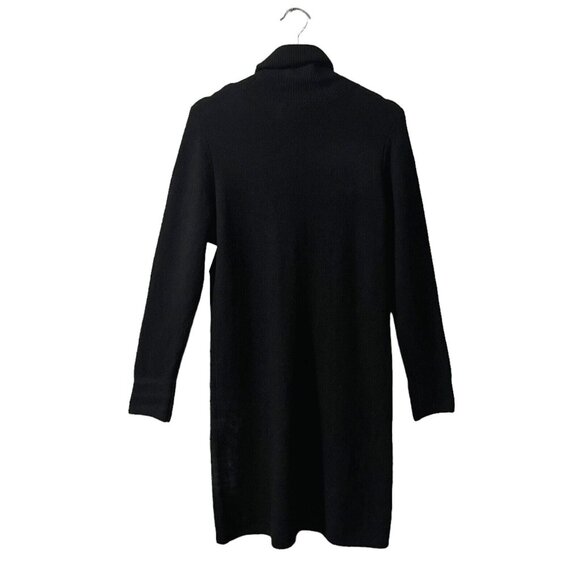CeCe Sweater Dress Size Small Black Turtleneck Long Sleeve Ribbed Rich Black - Picture 3 of 8